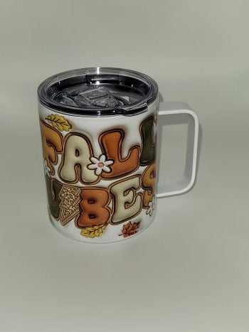 Fall Vibes 120z 3D Stainless Steel Mug with Lid