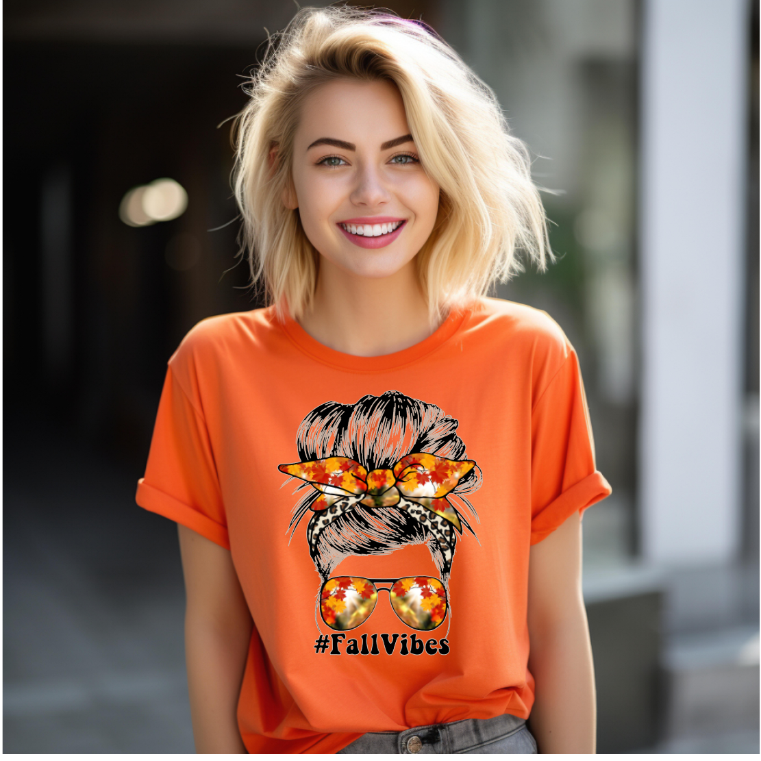 Fall Vibes Messy Bun T-shirt