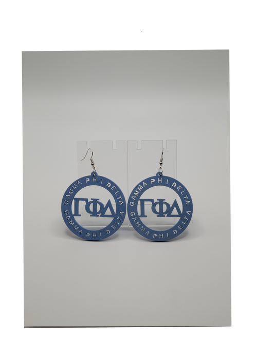 Gamma Phi Delta Greek Letter Earrings - Blue