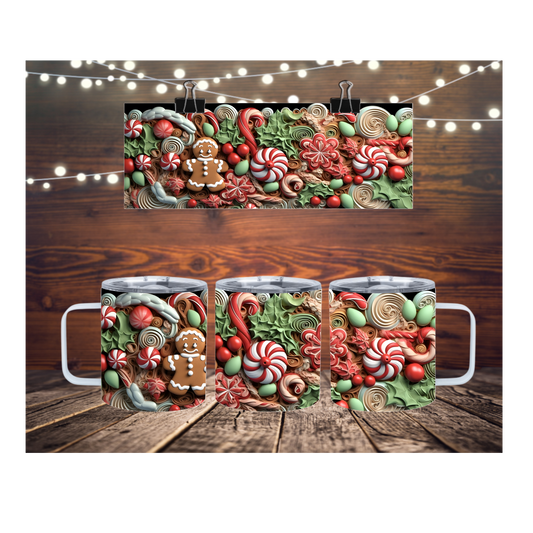 Gingerbread Candy 12oz Insulated Mug with Lid