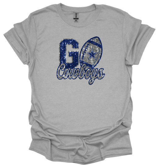 Go Cowboys Faux Glitter T-shirt