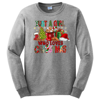 Just A Girl Who Loves Christmas Multi Color Long Sleeve T-Shirt