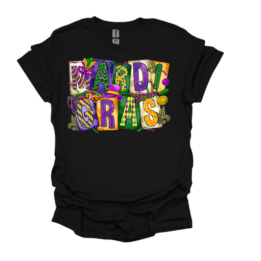 Mardi Gras Block Letters T-shirt or Hoodie