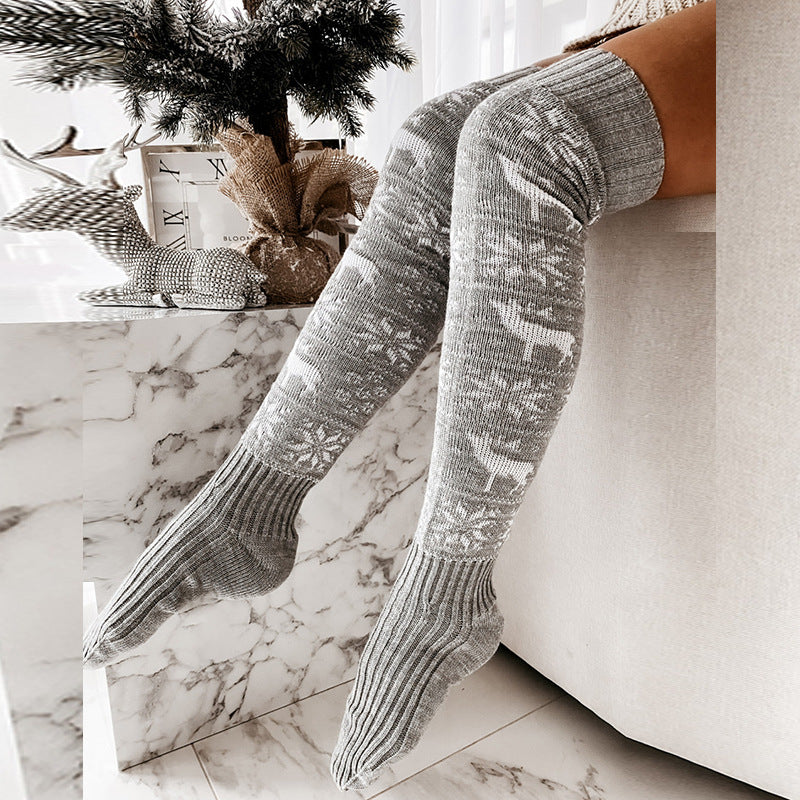 Winter Christmas Knitted Women Over-the-knee Stockings