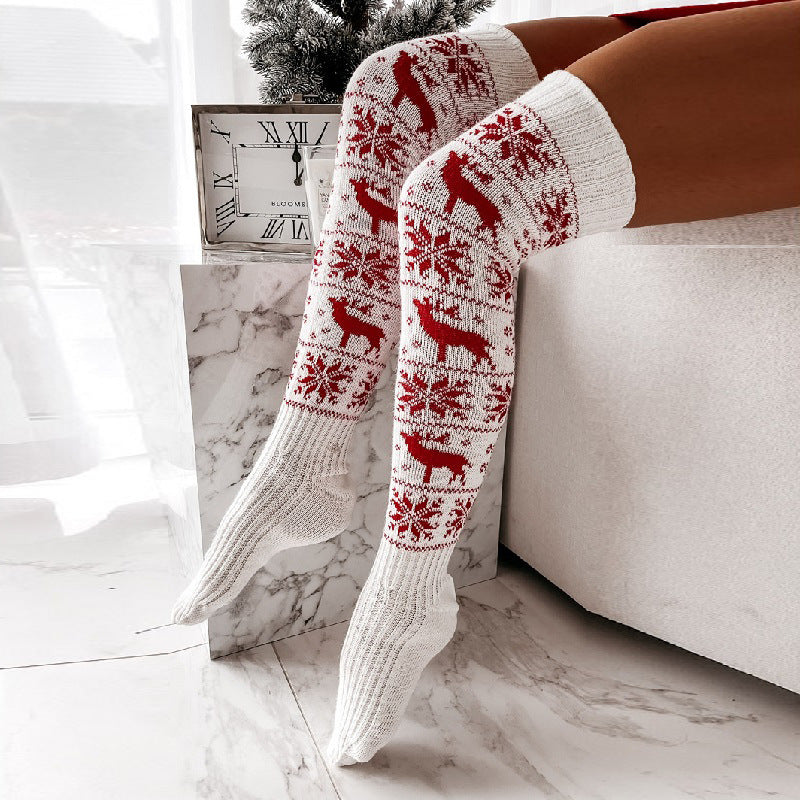 Winter Christmas Knitted Women Over-the-knee Stockings