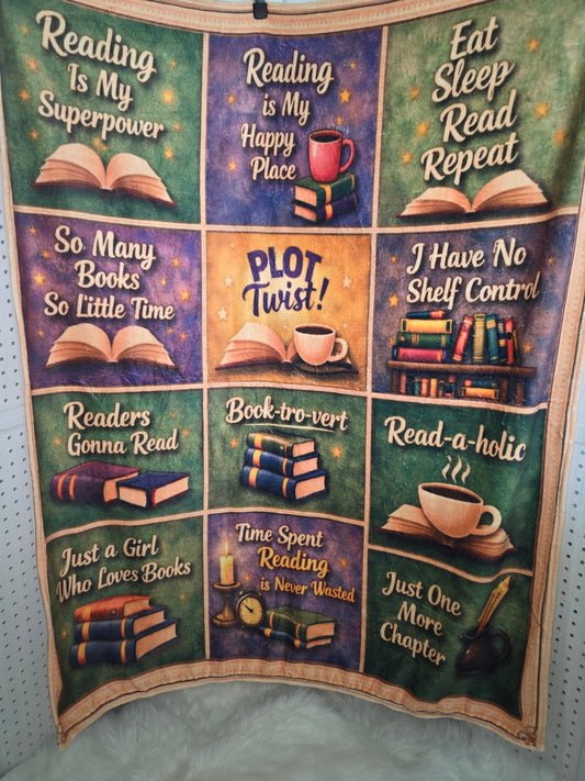 Book Lovers - Patchwork Design Throw Blanket