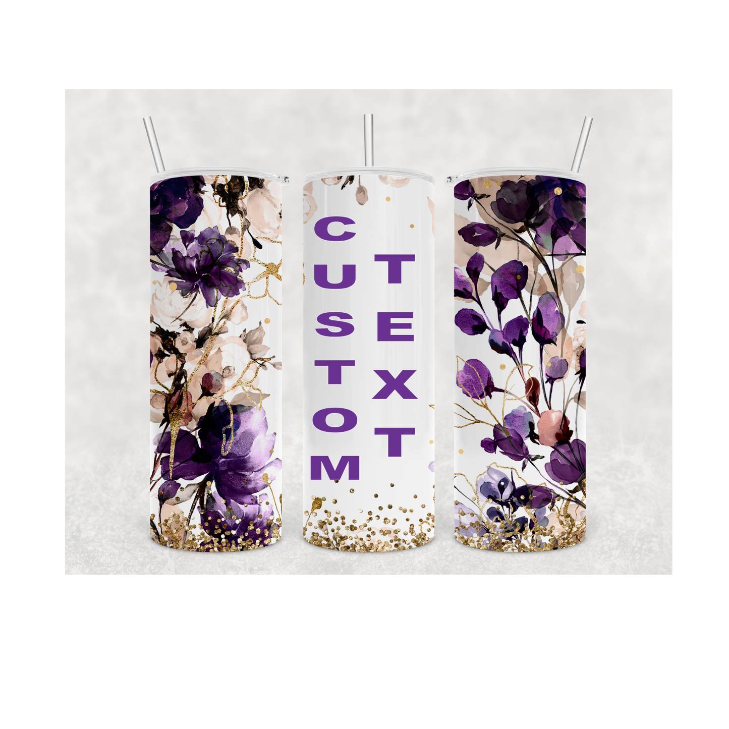 Purple Floral 20oz Skinny Tumbler (Made in The USA)