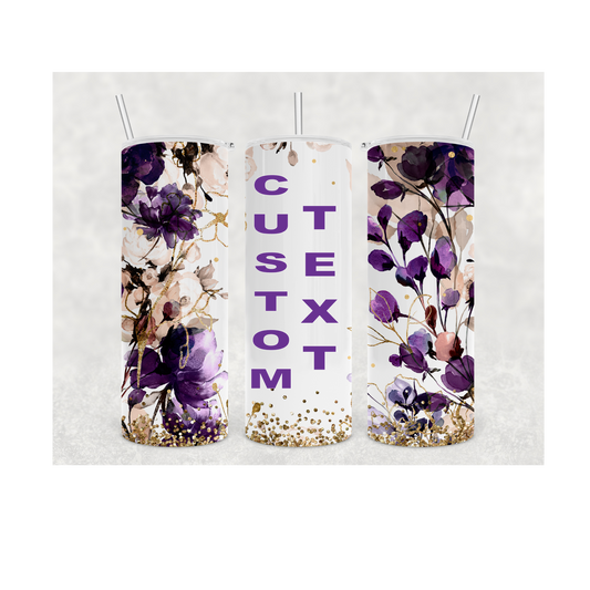 Purple Floral 20oz Skinny Tumbler (Made in The USA)