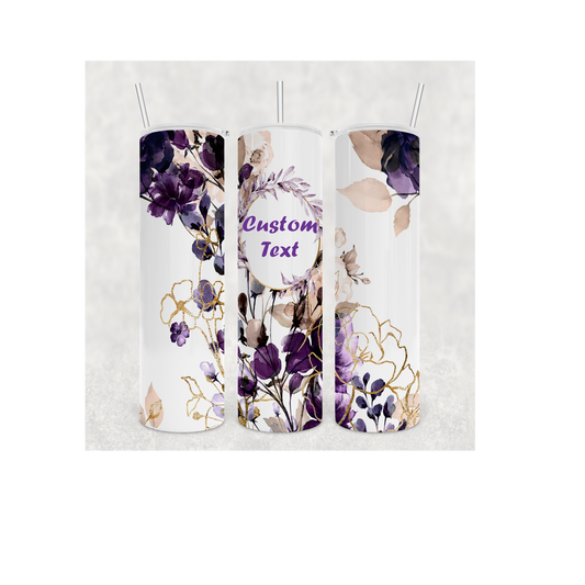 Purple Floral Round 20oz Skinny Tumbler (Made in the USA)