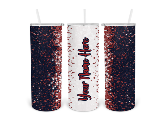 Red Navy Sparkle 20oz Skinny Tumbler (Made in The USA)