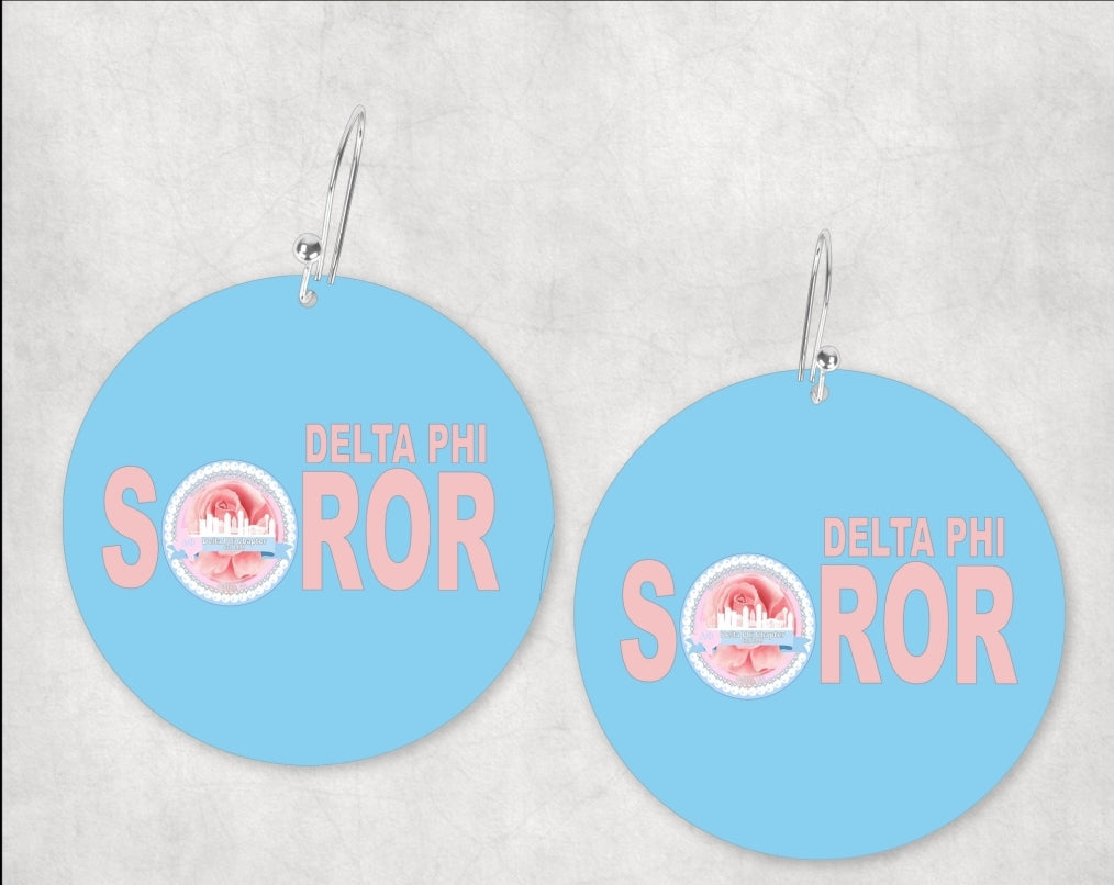 Gamma Phi Delta Soror Earrings - Delta Phi Chapter - White