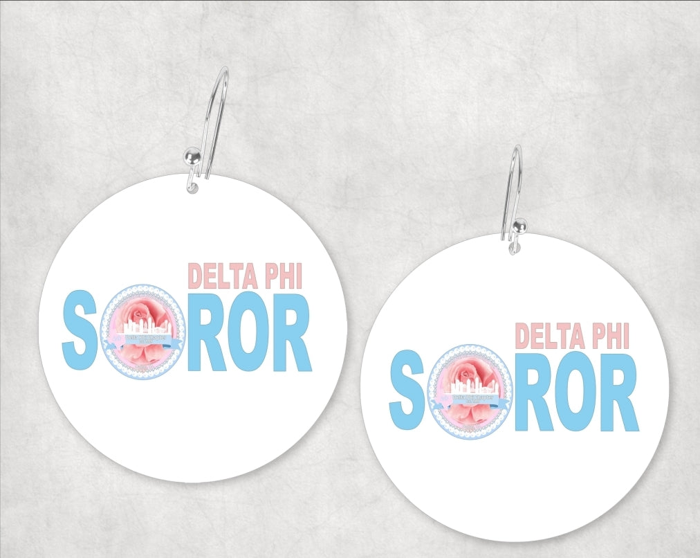 Gamma Phi Delta Soror Earrings - Delta Phi Chapter - White