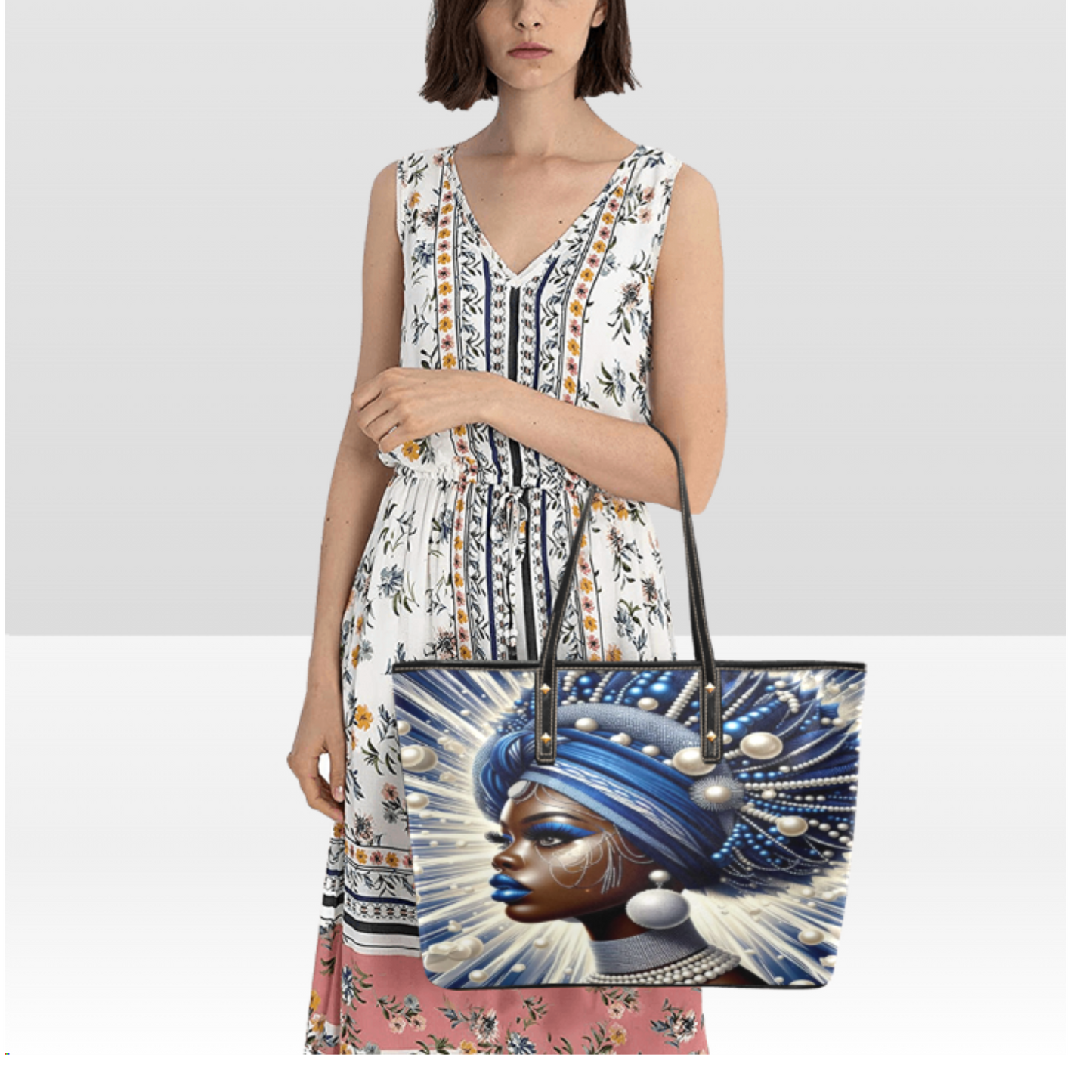 African Queen Blue and White Tote Bag - PRE-ORDER