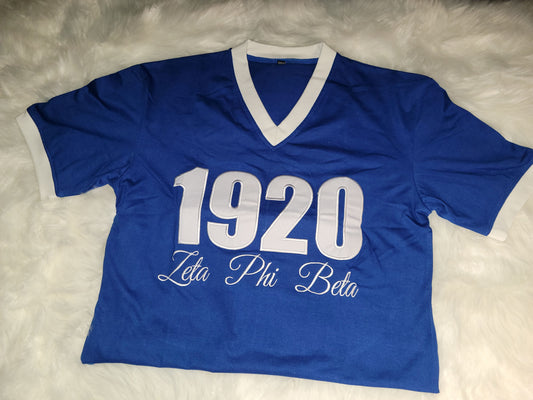 Zeta Phi Beta 1920 V-Neck White Ringer T-shirt