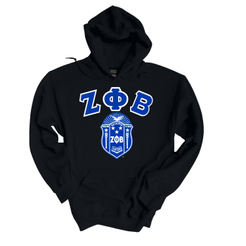 Zeta Phi Beta Greek Letters with Shield Hoodie