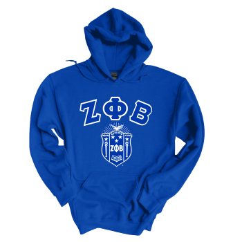 Zeta Phi Beta Greek Letters with Shield Hoodie