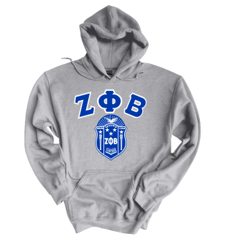 Zeta Phi Beta Greek Letters with Shield Hoodie