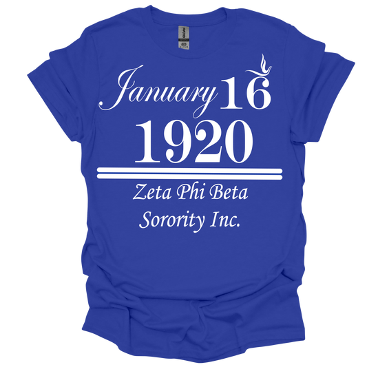 Zeta Phi Beta January 16 1920 Short Sleeve T-Shirt