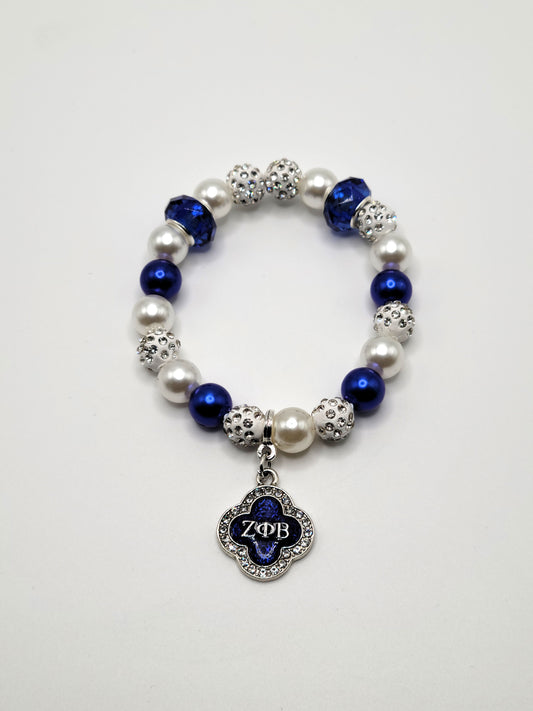 Zeta Phi Beta Flower Charm with Rhinestones