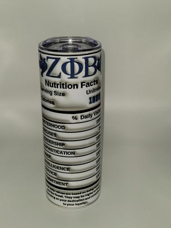 Zeta Phi Beta 3D Pearl Nutrition Facts 20oz Skinny Tumbler