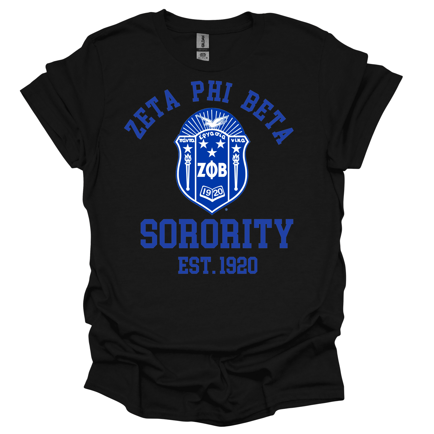 Zeta Phi Beta Curved Letters with Shield T-shirt