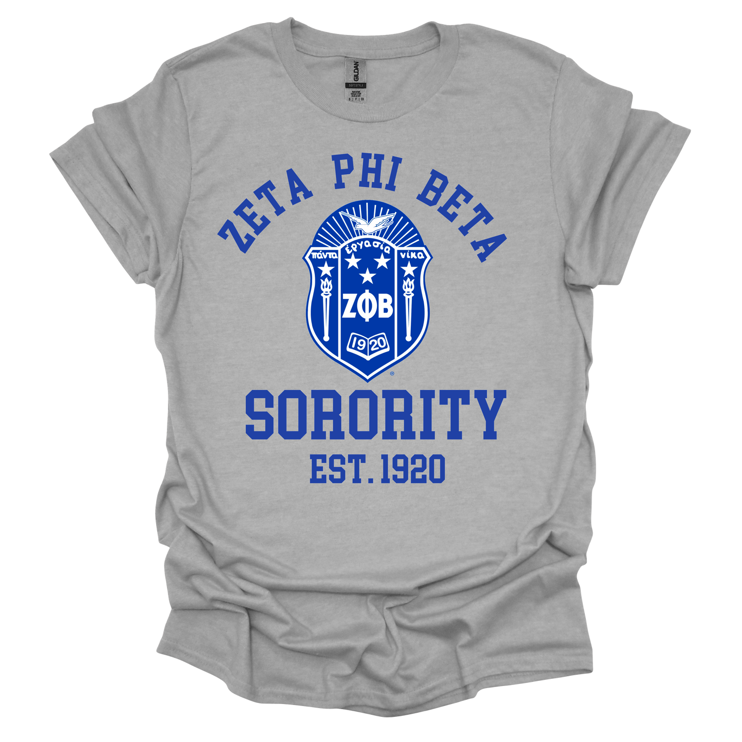 Zeta Phi Beta Curved Letters with Shield T-shirt