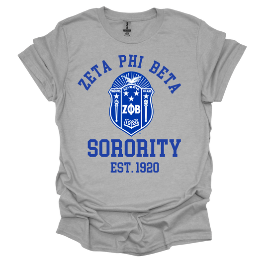 Zeta Phi Beta Curved Letters with Shield T-shirt