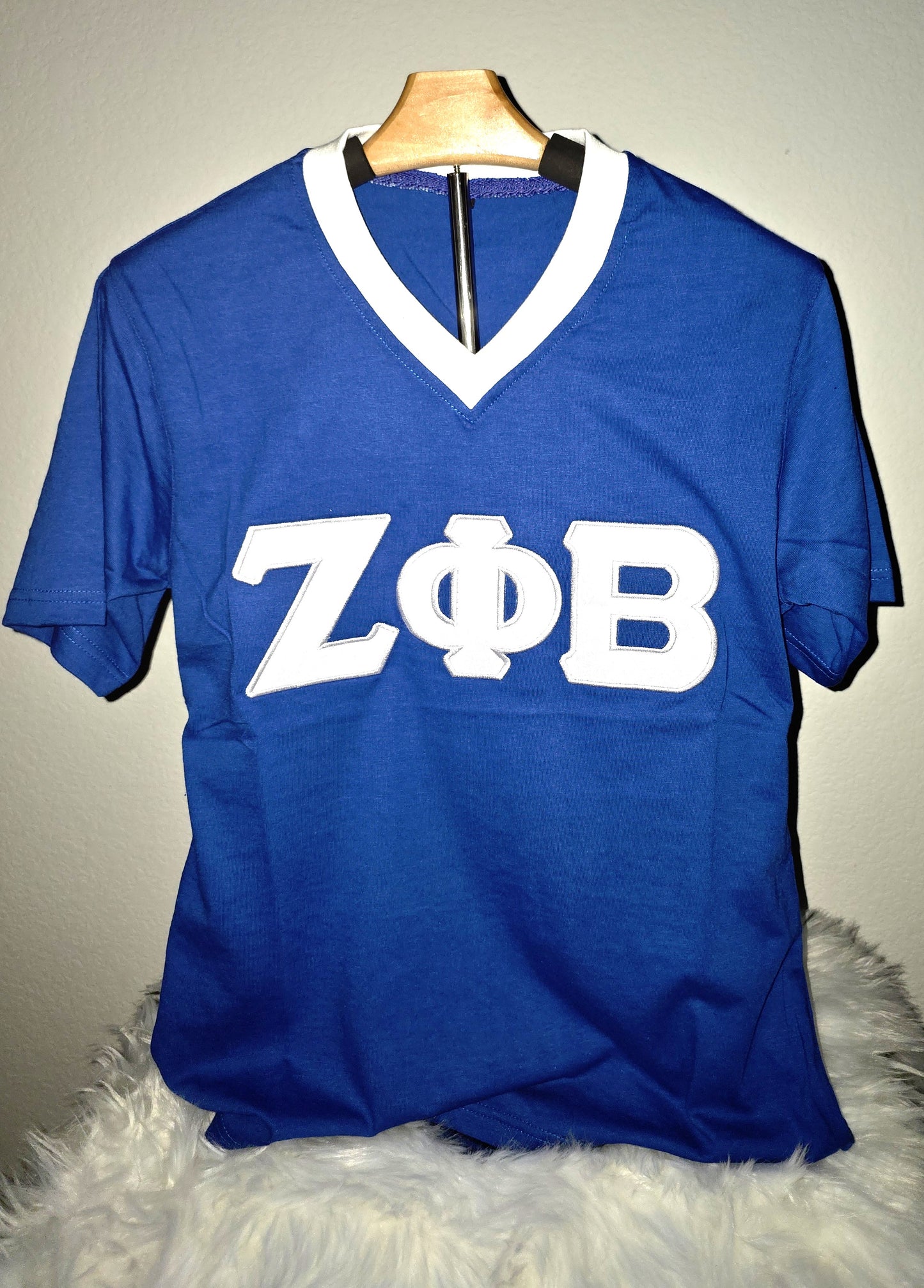 Zeta Phi Beta V-Neck Embroidered Greek Letter T-Shirt