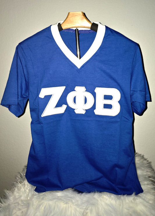 Zeta Phi Beta V-Neck Embroidered Greek Letter T-Shirt