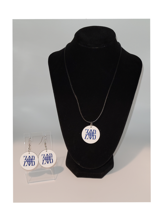 Zeta Phi Beta Round White Jewelry Set