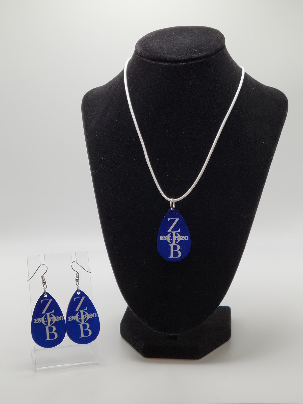 Zeta Phi Beta Teardrop Blue Jewelry Set