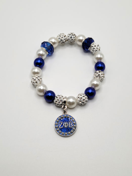 Zeta Phi Beta Round Charm with Pearls