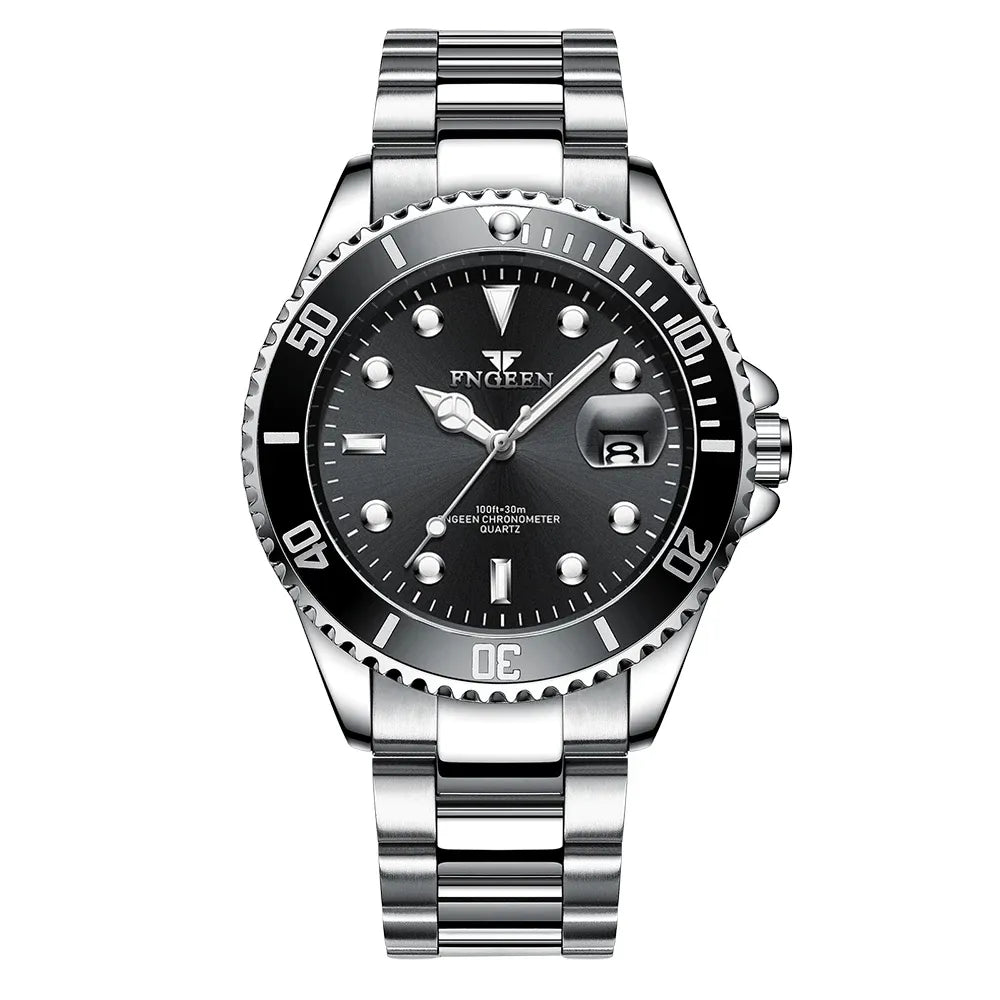 New Top Brand Men Watches Men's Stainless Steel Waterproof Fashion Quartz Watches Male Clock Luminous Men Luxury Watch