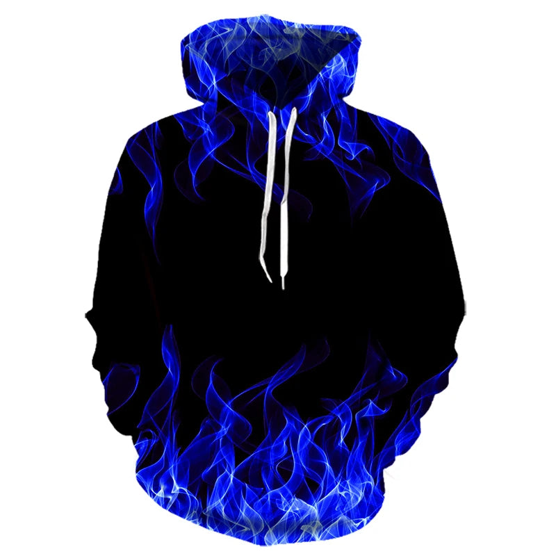 Colorful Flame Hoodie Men or Women 3D Digital Fire Printed Hooded Pullover