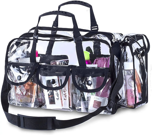 Super Large Clear Pvc Travel  6 Pockets Shoulder Makeup Bag