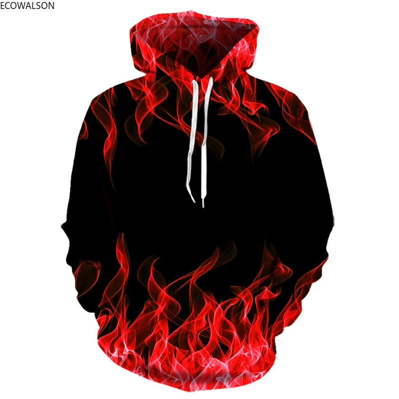 Colorful Flame Hoodie Men or Women 3D Digital Fire Printed Hooded Pullover