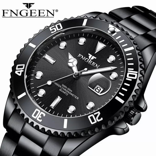 New Top Brand Men Watches Men's Stainless Steel Waterproof Fashion Quartz Watches Male Clock Luminous Men Luxury Watch