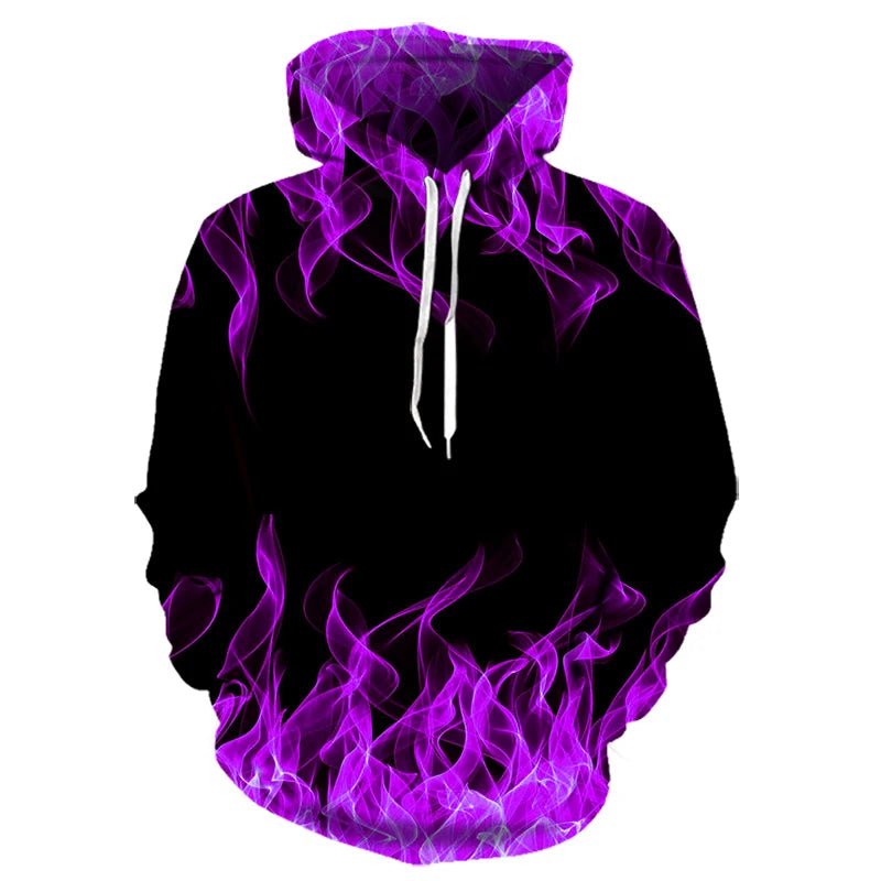 Colorful Flame Hoodie Men or Women 3D Digital Fire Printed Hooded Pullover